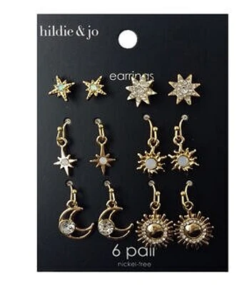 6ct Moon & Star Stud Earrings by hildie & jo