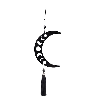 18.5" Halloween Iron Hanging Moon With Tassel by Place & Time