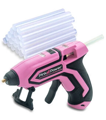 Pink Power Cordless Mini Hot Glue Gun & Glue Sticks 20ct