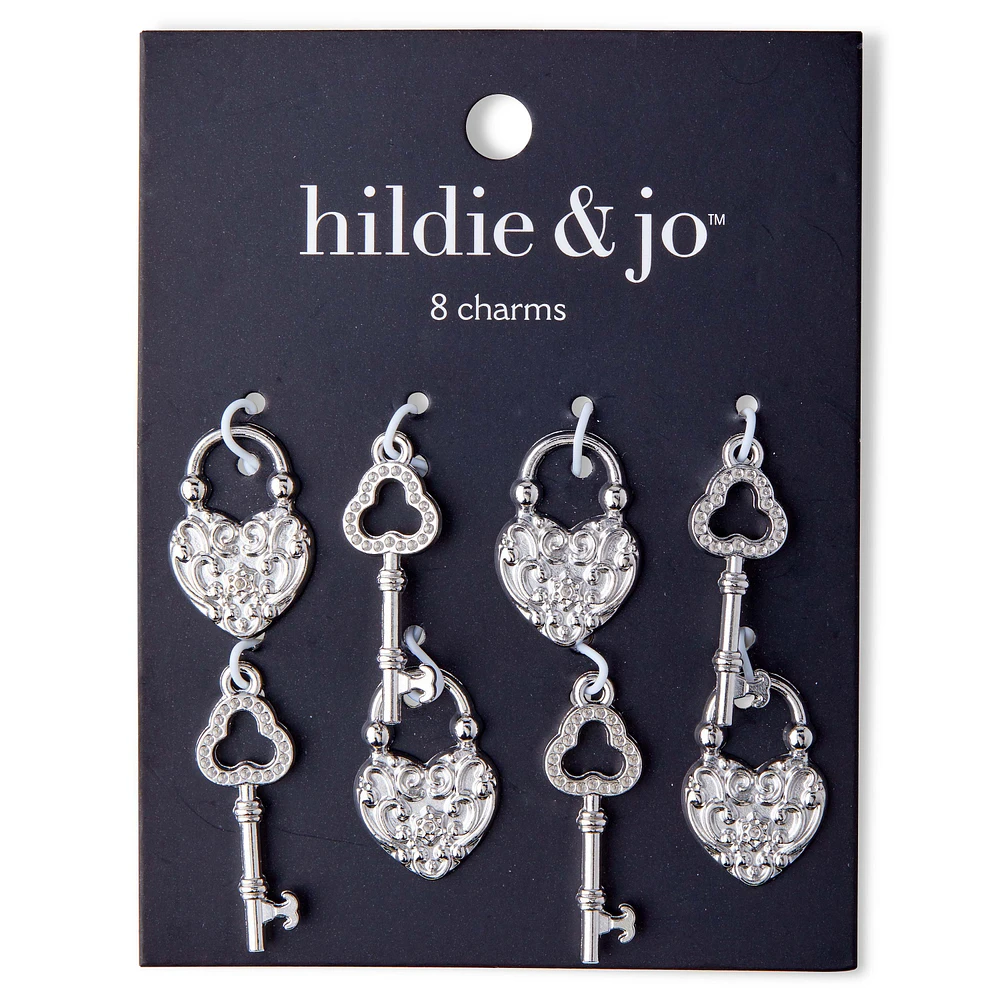 8ct Silver Key & Lock Charms by hildie & jo