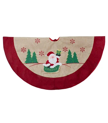 Northlight 36" Santa Claus in Sleigh Embroidered Christmas Tree Skirt