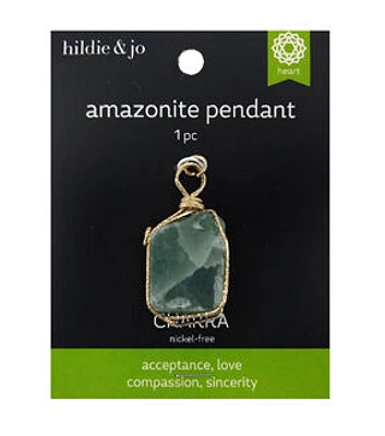 1.5" Green Stone Wire Pendant by hildie & jo