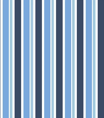 Stitch & Sparkle Blue Sailor Stripes Cotton Fabric