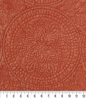 Quilted Decor Fabric Rust Velvet Medallion