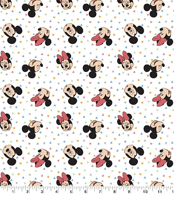 Mickey & Minnie Head Cotton Fabric