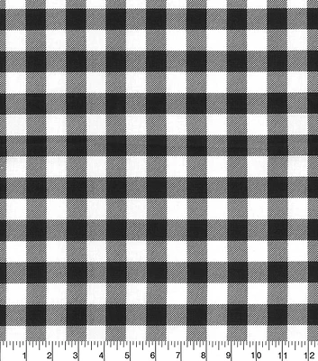 Black & White Buffalo Checks Christmas Cotton Fabric