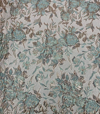 Blue Metallic Floral Jacquard Knit Fabric