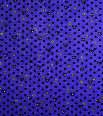 Cats & Dots on Purple Halloween Cotton Fabric