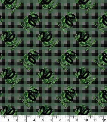 Harry Potter Slytherin Plaid Patch Flannel Fabric