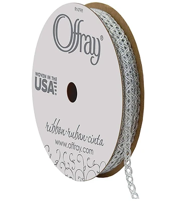 Offray 1/8" x 12' Metallic Silver Quasar Braided Ribbon