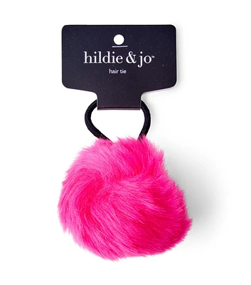 Fuchsia Nylon Pom Pom Hair Tie by hildie & jo