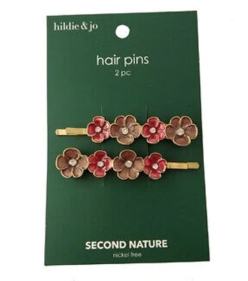 2ct Fall Brown & Red Flower Hair Pins by hildie & jo