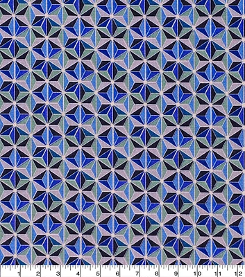 Blue Faceted Geometric Quilt Cotton Fabric by Keepsake Calico