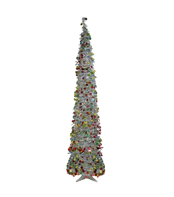 Northlight 6' Pre Lit Silver Tinsel Pop Up Artificial Christmas Tree