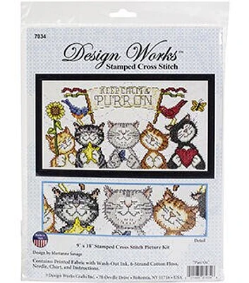 Janlynn 18" x 9" Purr On Stamped Cross Stitch Kit