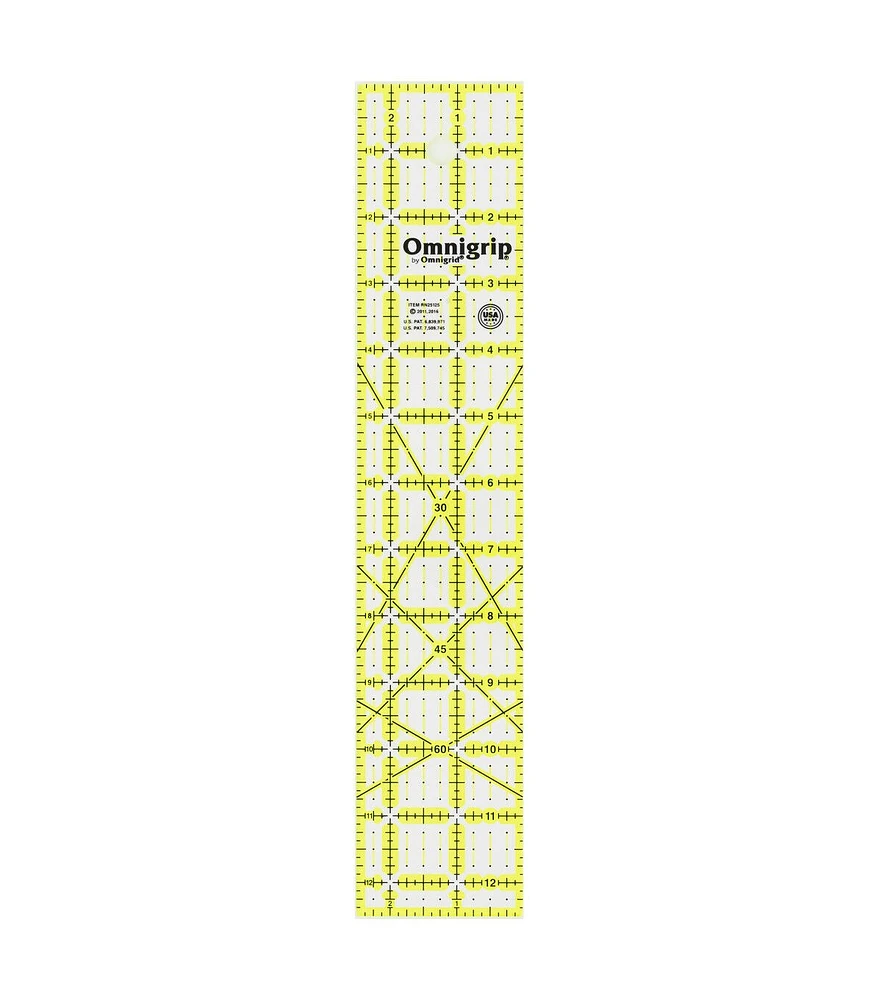 Omnigrip Neon Rectangle Ruler, 2-1/2" x 12-1/2"