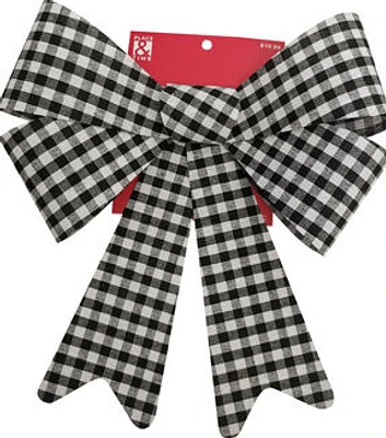 15" Christmas Black & White Buffalo Check Bow by Place & Time