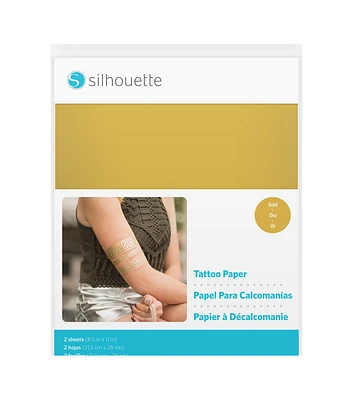 Silhouette 8.5''X11'' Temporary Tattoo Paper 2 Pkg Gold