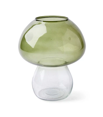 7" Green Mushroom Glass Vase by Place & Time