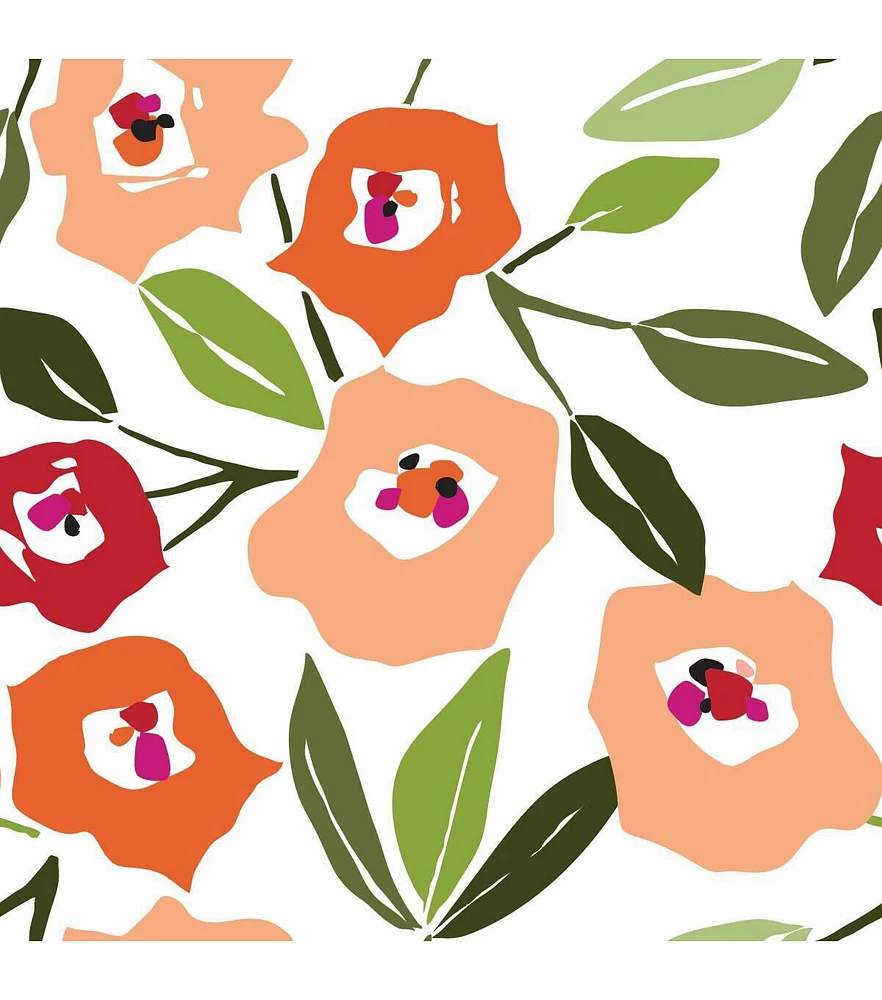 RoomMates Block Print Blooms Peel & Stick Wallpaper