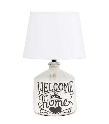 All The Rages Welcome Home Ceramic Farmhouse Entryway Accent Table Lamp