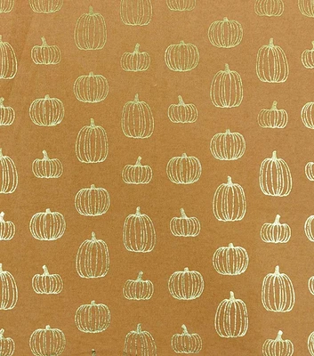 Pumpkins on Orange Fall Foil Flannel Fabric