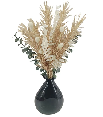 18" Fall Cream & Tan Leaves Floral Arrangement in Vase by Bloom Room