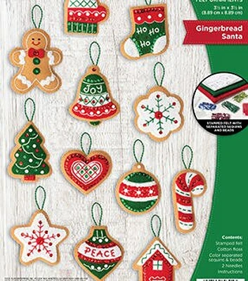 Bucilla 3.5" Gingerbread Santa Felt Ornament Kit 12ct