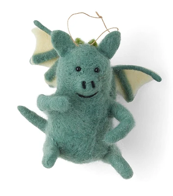 4.5" Christmas Green Dragon Felt Ornament by Place & Time