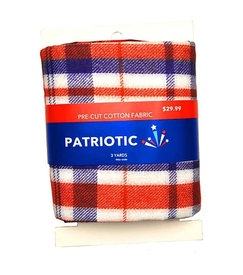 3yd Patriotic Red Patriotic Plaid Precut Cotton Fabric