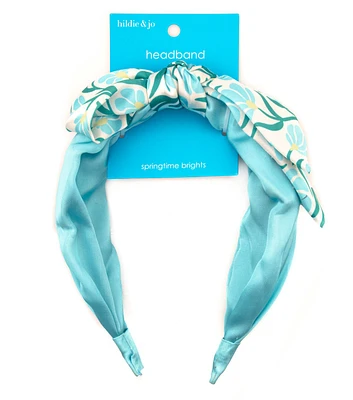 7" Spring Blue Floral Bow Headband by hildie & jo