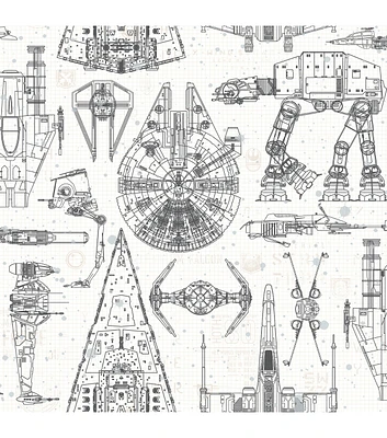 York Star Wars Blueprint Peel and Stick Wallpaper