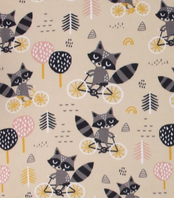 Racoons on Bikes Blizzard Fleece Fabric