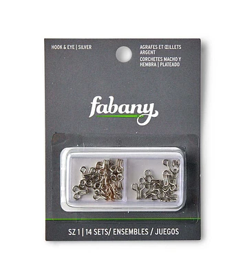 Size 1 Silver Hooks & Eyes 14pk by Fabany