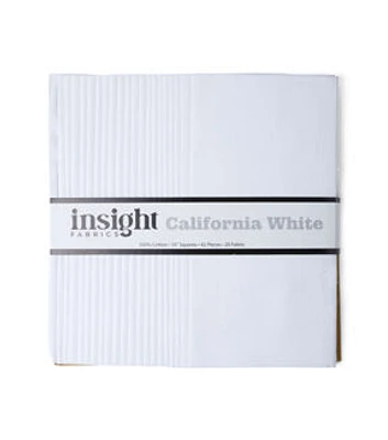 10" California White Batik Cotton Fabric Squares 42pc