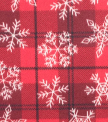 Snowflakes on Tartan Plaid Blizzard Fleece Fabric