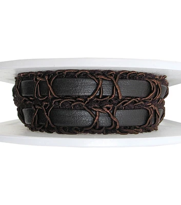 Seal Brown Faux Leather Braid Trim