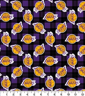 NBA Los Angeles Lakers Plaid Logo Cotton Fabric