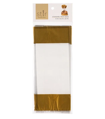 4" x 9.5" Gold Cellophane Treat Bags With Twist Ties 20pk by STIR