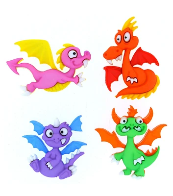 Dress It Up 4ct Little Boy Dragon Tale Shank Buttons