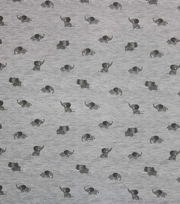 Elephants on Dark Gray Nursery Flannel Fabric