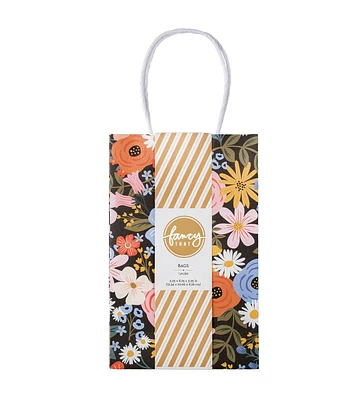 American Crafts 12" x 5" Black Floral Gift Bag