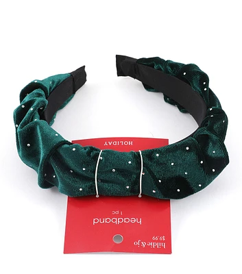 6" Christmas Green Velvet With Rhinestones Headband by hildie & jo