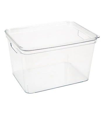 Simplify 14" x 9" Clear Lidded Storage Bin With Handles