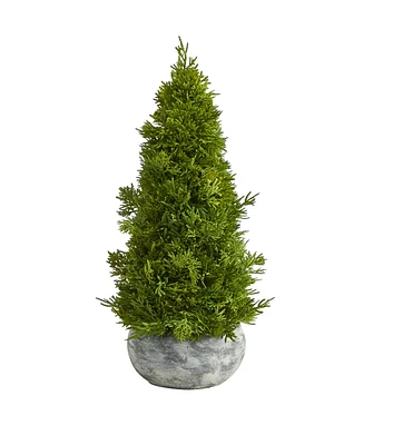 Nearly Natural 1.5' Unlit Cypress Cone Christmas Tree With Planter