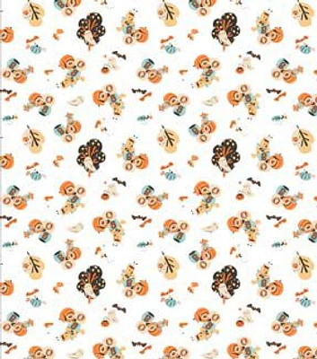 Disney Winnie The Pooh Boo & Pumpkins on White Halloween Cotton Fabric