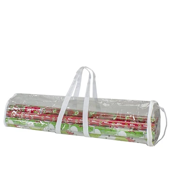 Northlight 30" White and Transparent Christmas Gift Wrap Organizer Bag