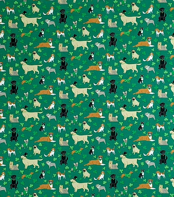 Irish Doggies Green St. Patrick's Day Cotton Fabric