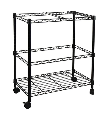 Oceanstar 24" Black Portable 2 Tier Metal Rolling File Cart