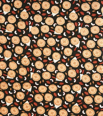 Apple Pies on Black Fall Cotton Fabric